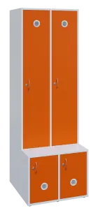 SSB - 180 - 60 šatní skříň s botníkem, 2-dvéřová, 1800x600x400/600 mm, korpus bílý, dvířka pomeranč